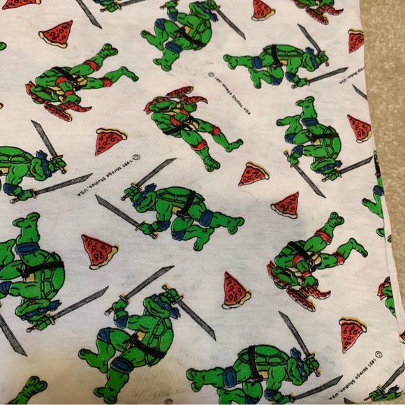 TMNT Ninja Turtles Cotton Fabric Textile 1 Yard Long Tubular Mirage Studio 1991 - Picture 3 of 9